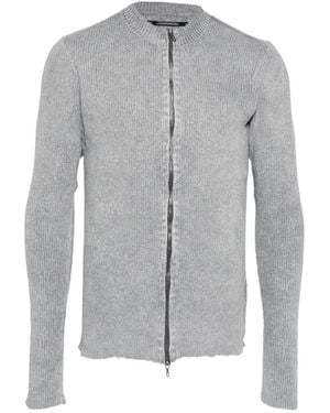 Julius Ribbed-Knit Zip-Up Jacket - Grey