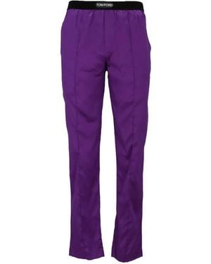 Tom Ford Logo-Waistband Pyjama Bottoms - Purple