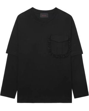 Simone Rocha Ruffle-Detail Layered T-Shirt - Black