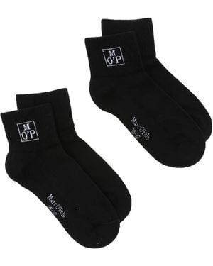 Marc O' Polo Twee Paar Sokken Met Logo Intarsia - Zwart