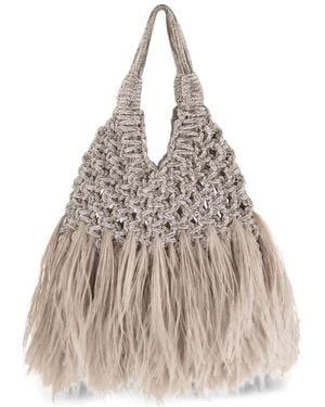 HIBOURAMA Vannifique Plumes Crystal-Embellished Tote Bag - Natural