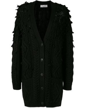 Valentino Garavani Cardigan Oversize Con Nappe - Nero