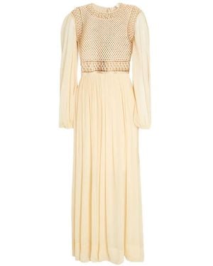 Zimmermann Crochet-Paneled Georgette Maxi Dress - White