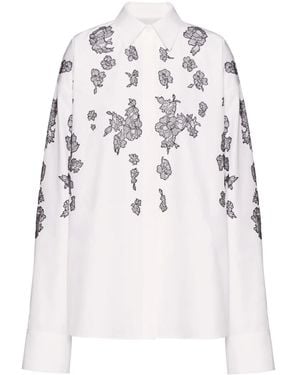 Valentino Garavani Camicia Compact Popeline Con Ricamo - Bianco