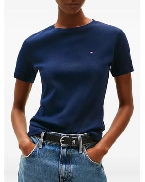Tommy Hilfiger Embroidered-Logo Cotton T-Shirt - Blue