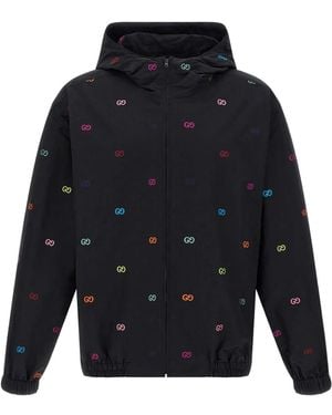 Gucci Gg-Pattern Hooded Jacket - Blue