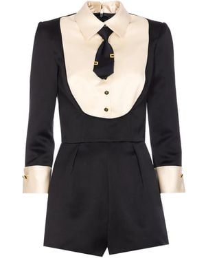 Elisabetta Franchi Tie-Detail Playsuit - Black