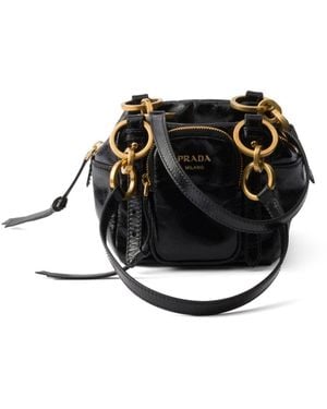 Prada Mini Leather Tote Bag - Black