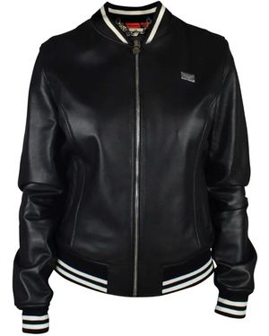 Philipp Plein Logo Detail Bomber Jacket - Black