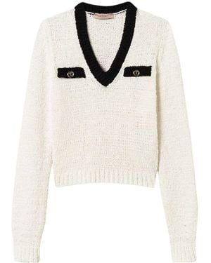 Twin Set Oval T Button-Detail Jumper - White