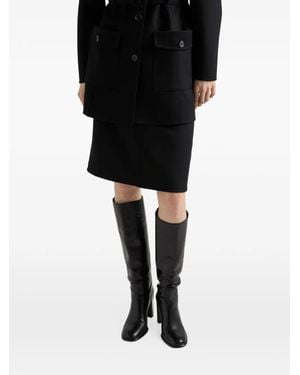 Prada Double-Cloth Midi Skirt - Black