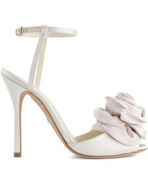 Giambattista Valli 110Mm Satin Rose-Embellished Sandals - White