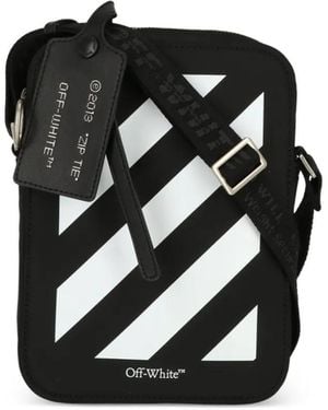 Off-White c/o Virgil Abloh Zip Tie Diagonals Logo-Print Shoulder Bag - Black