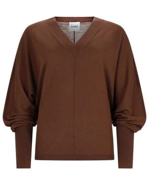 Nude Maglione Con Scollo A V E Maniche A Pipistrello - Marrone