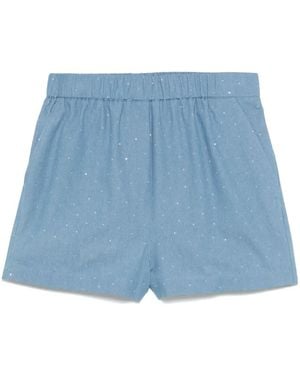 Manuel Ritz Studded Cotton Shorts - Blue