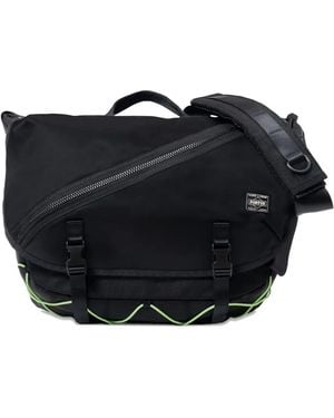 Porter-Yoshida and Co Medium Diagonal-Zip Messenger Bag - Black
