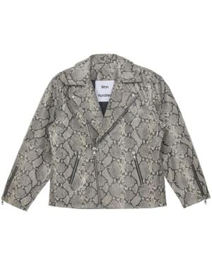 Won Hundred Snakeskin-Print Leather Jacket - Grey