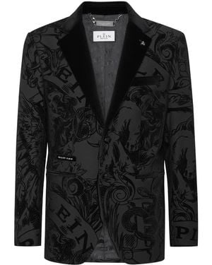 Philipp Plein Graphic-Print Blazer - Black