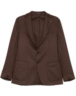Tagliatore Notched-Lapels Single-Breasted Blazer - Brown