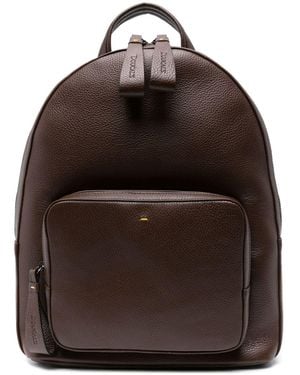 Doucal's Grained-Leather Backpack - Brown