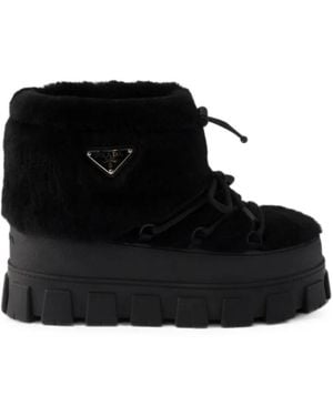 Prada Après-Ski-Stiefel Aus Shearling - Schwarz