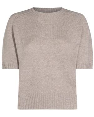 Allude Short-Sleeve Cashmere Top - Grey