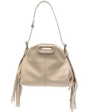Maje Mini Miss M Fringed Shoulder Bag - Natural