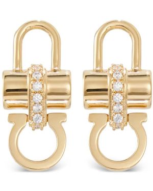 Ferragamo Crystal Embellished Padlock Earrings - Metallic