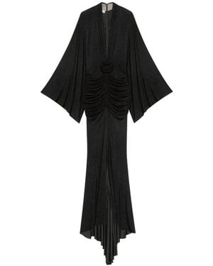 Blumarine Robe Froncée À Détail De Rose - Black