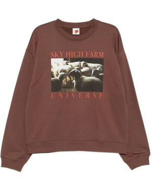 Sky High Farm Graphic-Print Jumper - Brown