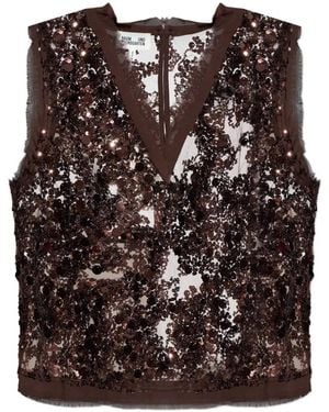 Baum und Pferdgarten Manire Sequin-Embellished Frayed Blouse - Black