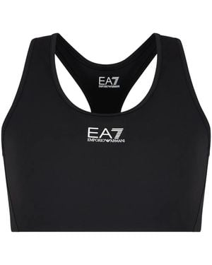 EA7 Logo-Print Tank Top - Black