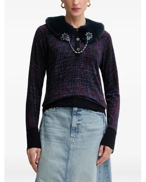 Blugirl Blumarine Detachable-Collar Embellished Jumper - Blue