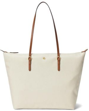 Ralph Lauren Keaton Logo-Plaque Tote Bag - Natural