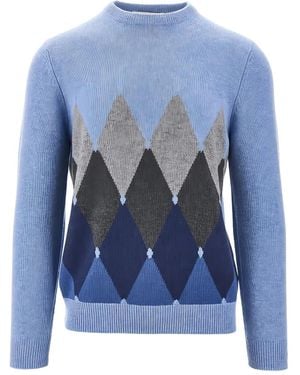 Ballantyne Argyle-Pattern Sweater - Blue