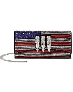 Philipp Plein Eagle Clutch Strass Us Flag - White