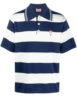 KENZO Hooded Striped Shirt in Blue for Men | Lyst