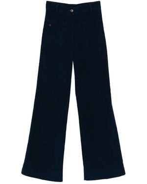 Victoria Beckham Corduroy Front-Pocket Pants - Blue