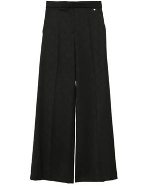 Nissa Pressed-Pleat Geometric-Pattern Trousers - Black