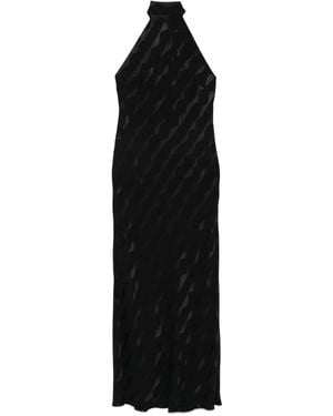 RIXO London Maura Halterneck Jacquard Dress - Black