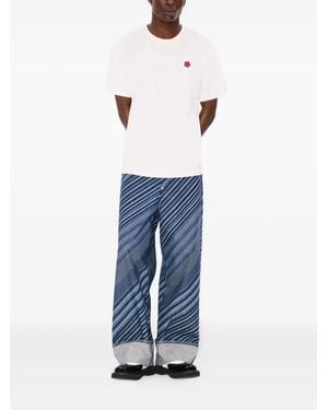 KENZO Diagonal Stripe Cotton Trousers - Blue