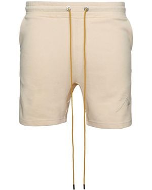 Rhude Logo-Embroidered Cotton Track Shorts - Natural