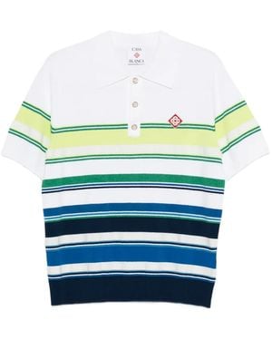CASABLANCA Striped Polo Shirt - Blue