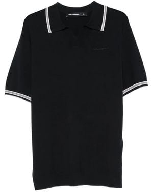 KARL LAGERFELD Tipped-Collar Short-Sleeve Polo Shirt - Black