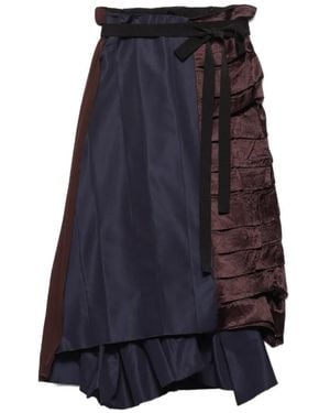 Prada Faille Patchwork Midi Skirt - Blue