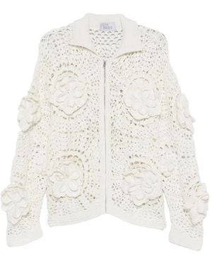 GIUSEPPE DI MORABITO Floral-Appliqué Cardigan - White