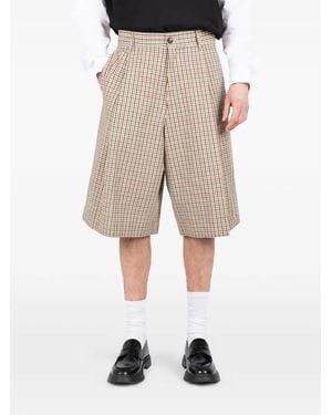 Societe Anonyme Checked Pleated Shorts - Natural