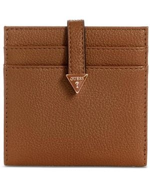 Guess Laurel Pebbled Card Case - Brown