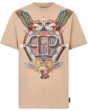 Philipp Plein Eagle-Graphic T-Shirt - Natural