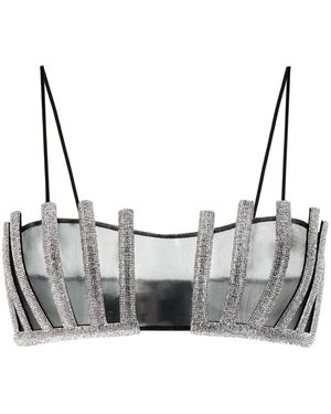 Nue Lotus Rhinestone-Embellished Top - Grey